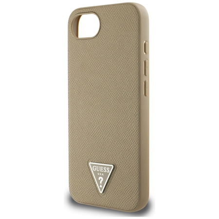 Guess Grained Triangle MagSafe - Etui do iPhone 16e (brązowy) (GUHMPSE4PGTSPSW)