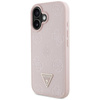 Guess Grained Hot Stamp Peony Triangle Logo MagSafe - Etui do iPhone 16 (różowy) (GUHMP16SPGBTMP)