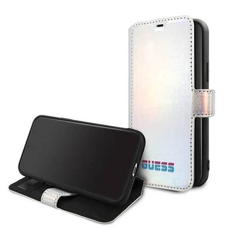 Guess Iridescent Booktype - Etui iPhone 11 Pro (Silver) (GUFLBKN58BLD)