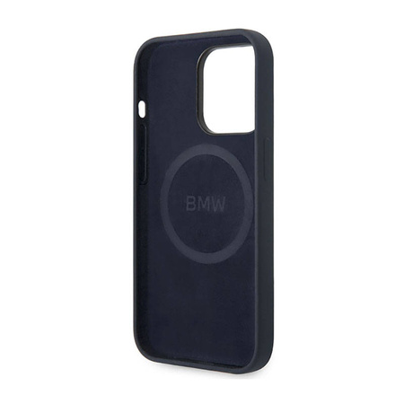 BMW Liquid Silicone Case Metal Logo MagSafe - Etui iPhone 14 Pro Max (granatowy) (BMHMP14XSILNA)