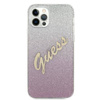 Guess Glitter Gradient Script - Etui iPhone 12 Pro Max (różowy) (GUHCP12LPCUGLSPI)