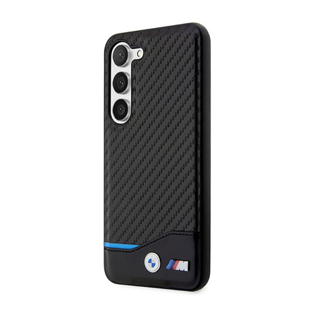 BMW Leather Carbon Blue Line - Etui Samsung Galaxy S23+ (czarny) (BMHCS23M22NBCK)
