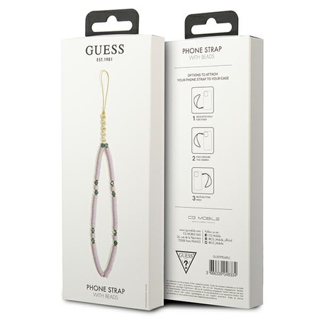 Guess Phone Strap Beads Heishi - Zawieszka do telefonu 25 cm (Lilac) (GUSTPEARU)