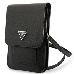 Guess Wallet Saffiano Triangle Logo Phone Bag – Torba na smartfona i akcesoria (Black) (GUWBSATMBK)