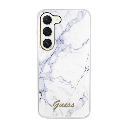 Guess Marble Collection - Etui Samsung Galaxy S23 (biały) (GUHCS23SPCUMAH)
