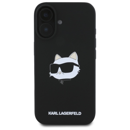 Karl Lagerfeld Silicone Choupette Head Print MagSafe - Etui iPhone 16 (czarny) (KLHMP16SSCHPPLK)