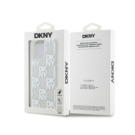 DKNY Liquid Glitter Multilogo - Etui iPhone 15 Pro Max (biały) (DKHCP15XLCPEPT)
