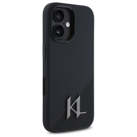 Karl Lagerfeld Silicone Shadow Metal Initial MagSafe - Etui iPhone 16 (czarny) (KLHMP16SSCMKMPCK)