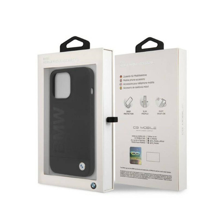 BMW Silicone Signature Logo Magsafe - Etui iPhone 13 Pro (czarny) (BMHMP13LSLBLBK)