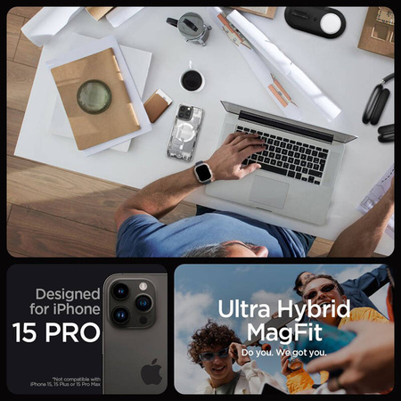 Spigen Ultra Hybrid Mag MagSafe - Etui do iPhone 15 Pro (Zero One White) (ACS07036)