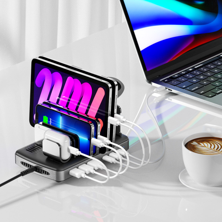 Unitek Stacja ładująca 3 x USB-A 20W, 3 x USB-C PD 60W, 80W - czarny (P1207B)