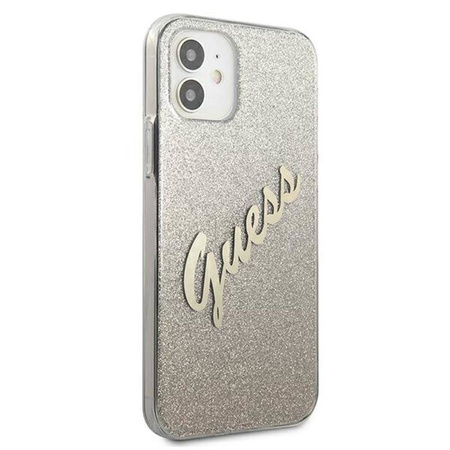 Guess Glitter Gradient Script - Etui iPhone 12 mini (złoty) (GUHCP12SPCUGLSGO)