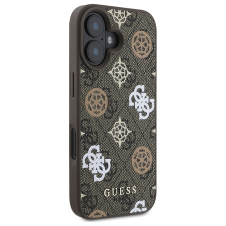 Guess Peony On 4G Background MagSafe - Etui iPhone 16 (brązowy) (GUHMP16SP4PWPW)