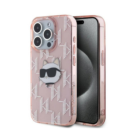 Karl Lagerfeld IML Choupette Head & Monogram - Etui iPhone 15 Pro (różowy) (KLHCP15LHKLPCHP)