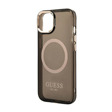Guess Gold Outline Translucent MagSafe - Etui iPhone 14 Plus (czarny) (GUHMP14MHTCMK)