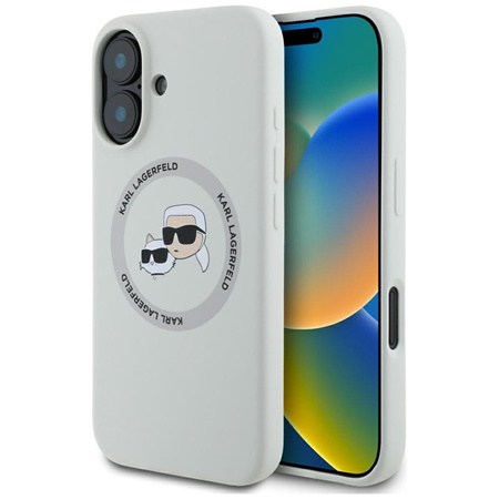 Karl Lagerfeld Silicone Double Heads And Circle MagSafe - Etui do iPhone 16 (beżowy) (KLHMP16SSKCHTCE)