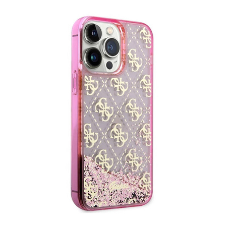 Guess Liquid Glitter Transculent 4G - Etui iPhone 14 Pro Max (Różowy) (GUHCP14XLC4PSGP)