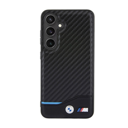 BMW Leather Carbon Blue Line - Etui Samsung Galaxy S24 (czarny) (BMHCS24S22NBCK)