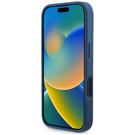 Guess Grained Printed Flower Pattern MagSafe - Etui do iPhone 16 Pro (niebieski) (GUHMP16LPGNMPLMB)