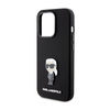 Karl Lagerfeld Silicone Ikonik Metal Pin - Etui iPhone 15 Pro (czarny) (KLHCP15LSMHKNPK)