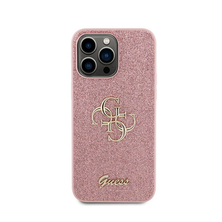 Guess Glitter Script Big 4G - Etui iPhone 15 Pro (różowy) (GUHCP15LHG4SGP)