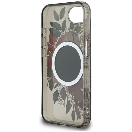 Guess IML Flowers MagSafe - Etui do iPhone 16e (czarny) (GUHMPSE4HFWBRCEK)