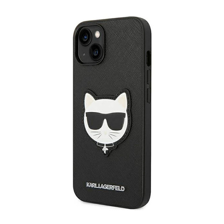 Karl Lagerfeld Saffiano Choupette Head Patch Case - Etui iPhone 14 Plus (czarny) (KLHCP14MSAPCHK)