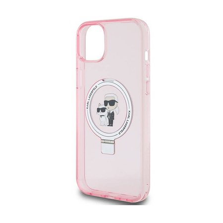 Karl Lagerfeld Ring Stand Karl & Choupette MagSafe - Etui iPhone 15 Plus (różowy) (KLHMP15MHMRSKCP)