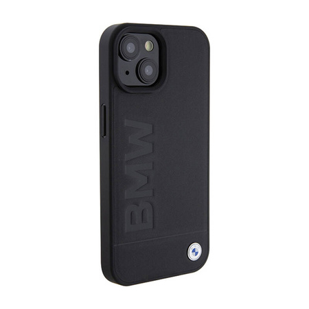 BMW Leather Hot Stamp MagSafe - Etui iPhone 15 Plus (Czarny) (BMHMP15MSLLBK)