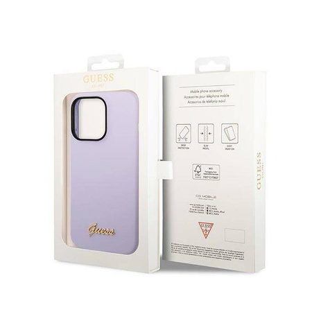 Guess Silicone Vintage - Etui iPhone 14 Pro (fioletowy) (GUHCP14LSLSMU)