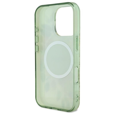 Guess IML Flower & Tonal Circle MagSafe - Etui iPhone 16 Pro (zielony) (GUHMP16LHFWBDCEN)