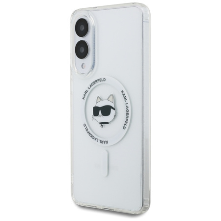 Karl Lagerfeld Button Choupette Head Printed Logo MagSafe - Etui Samsung Galaxy S25 Edge (biały) (KLHMS25EHLSCHH)