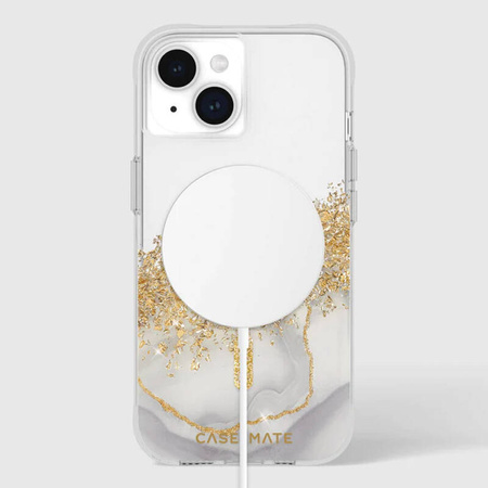 Case-Mate Karat MagSafe - Etui iPhone 15 / iPhone 14 / iPhone 13 zdobione złotem (Marble) (CM051386)