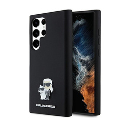 Karl Lagerfeld Silicone Karl & Choupette Metal Pin - Etui Samsung Galaxy S24 Ultra (czarny) (KLHCS24LSMHKCNPK)