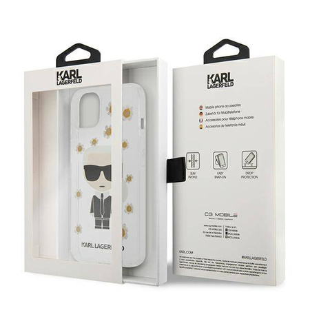 Karl Lagerfeld Iconic Karl Flower - Etui iPhone 13 Mini (przezroczysty) (KLHCP13SHFLT)