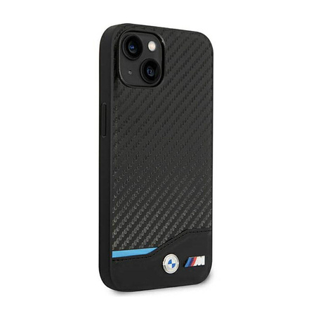 BMW Leather Carbon Blue Line – Etui iPhone 14 (Czarny) (BMHCP14S22NBCK)