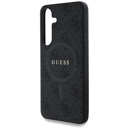 Guess Leather 4G Colored Ring Classic Logo MagSafe - Etui do Samsung Galaxy S25 (czarny) (GUHMS25SG4GFRK)