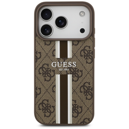 Guess 4G Printed Stripes MagSafe - Etui iPhone 17 Pro (brązowy) (GUHMP17LP4RPSW)