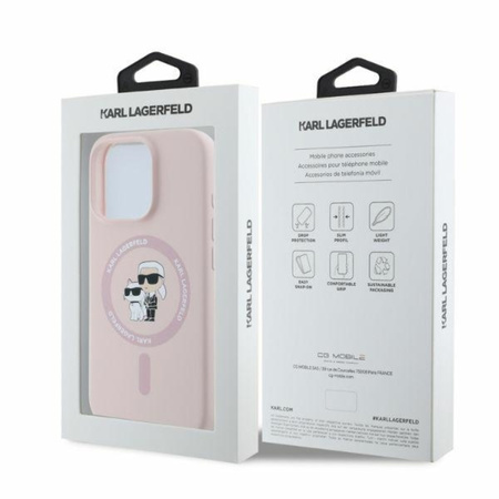 Karl Lagerfeld Silicone Karl & Choupette Ring MagSafe - Etui iPhone 16 Pro (różowy) (KLHMP16LSCMKCRHP)