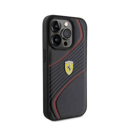 Ferrari Twist Metal Logo - Etui iPhone 15 Pro (czarny) (FEHCP15LPTWK)