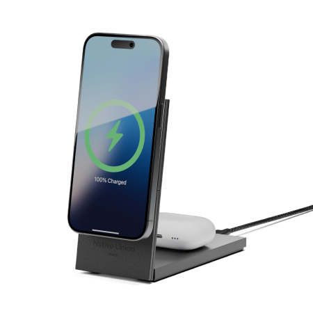 Native Union Rise 2-in-1 Qi2 Wireless Charger - bezprzewodowa ładowarka Qi2 15W do dwóch urządzeń kompatybilna z MagSafe (black) (RS-2IN1-BLK)