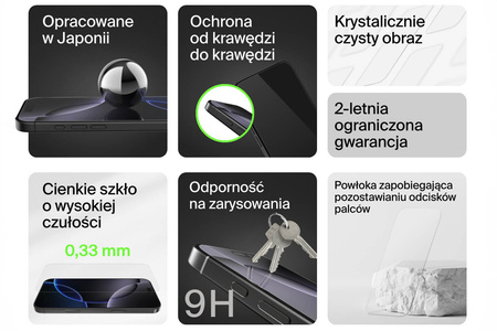Belkin Szkło na iPhone 16 Pro, Tempered Glass, z aplikatorem (OVA159HQ)