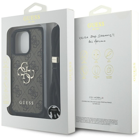 Guess 4G Big Logo Cord Strap Crossbody - Etui do iPhone 16 Pro Max (brązowy) (GUHCP16XP4GMGCRW)