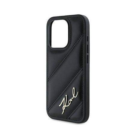Karl Lagerfeld Diagonal Quilted Script - Etui iPhone 15 Pro Max (czarny) (KLHCP15XPQDSMGK)