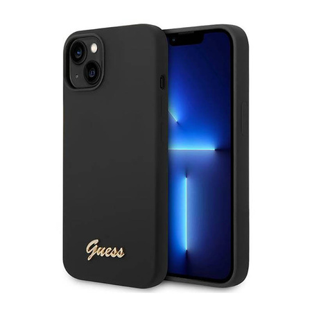 Guess Silicone Vintage - Etui iPhone 14 Plus (czarny) (GUHCP14MSLSMK)