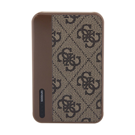 Guess 4G Leather Metal Logo - Power Bank 5000 mAh 15W (brązowy) (GUPB5LP4GEGW)