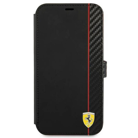 Ferrari Booktype On Track Carbon Stripe - Etui iPhone 13 mini (czarny) (FESAXFLBKP13SBK)