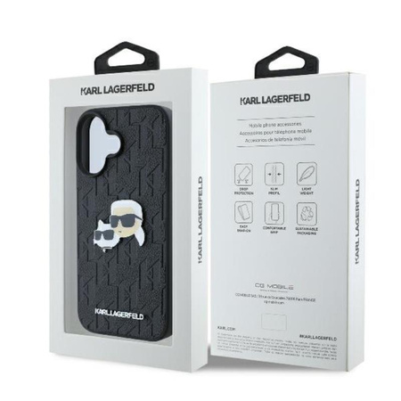 Karl Lagerfeld Monogram Karl & Choupette Head Pin - Etui iPhone 16 (czarny) (KLHCP16SPGKLKCPK)