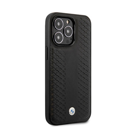 BMW Leather Diamond Pattern - Etui iPhone 14 Pro (Czarny) (BMHCP14L22RFGK)
