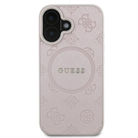 Guess Saffiano Peony Classic Logo MagSafe - Etui iPhone 16 Plus (różowy) (GUHMP16MPSAPSMEP)